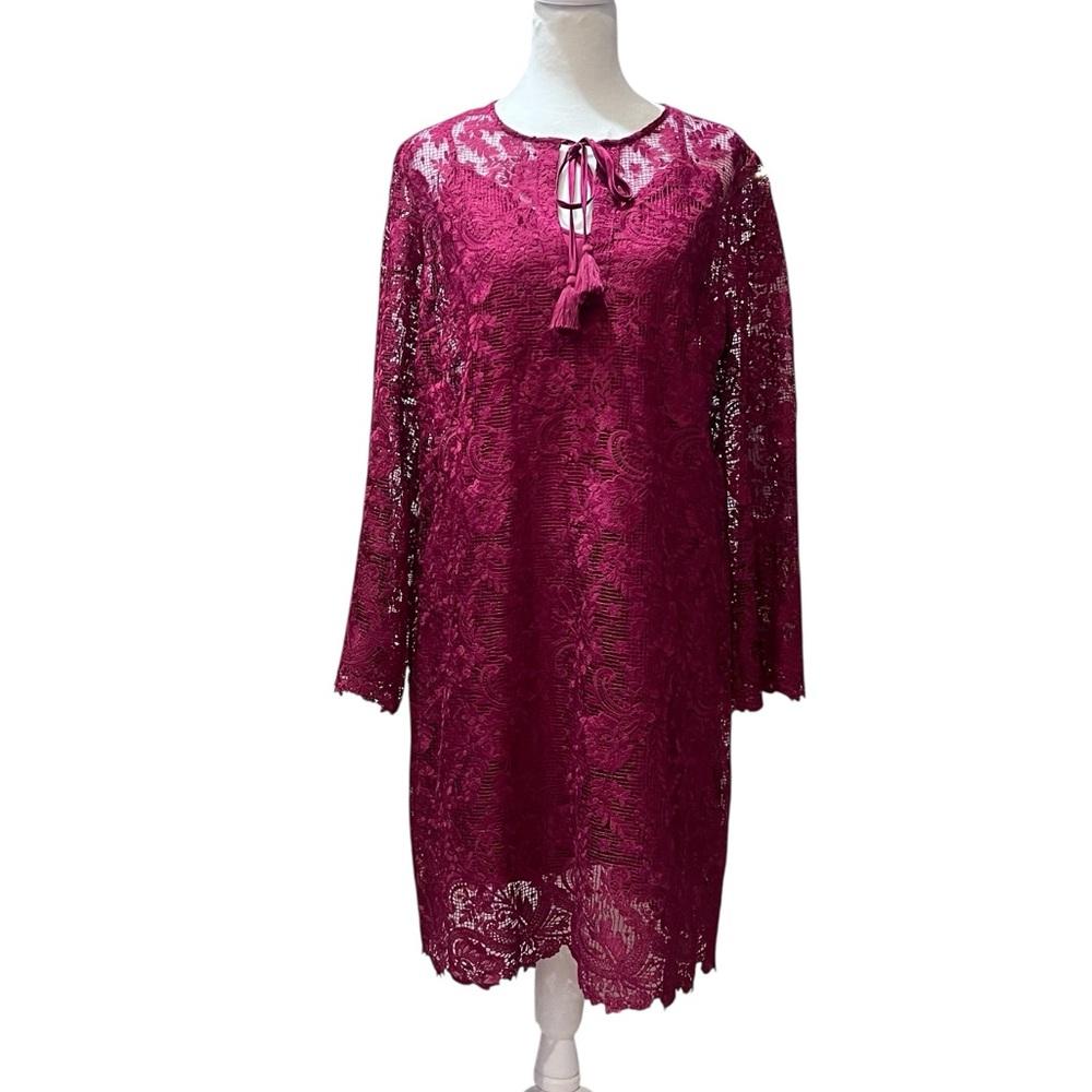 Johnny Was Burgundy Lace Harper Boho Dress  Siz Small‎